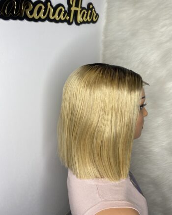 IMG_0683 Raw Human Hair Bonestraight SDD Bob Straight Wig (Blonde with dark roots)