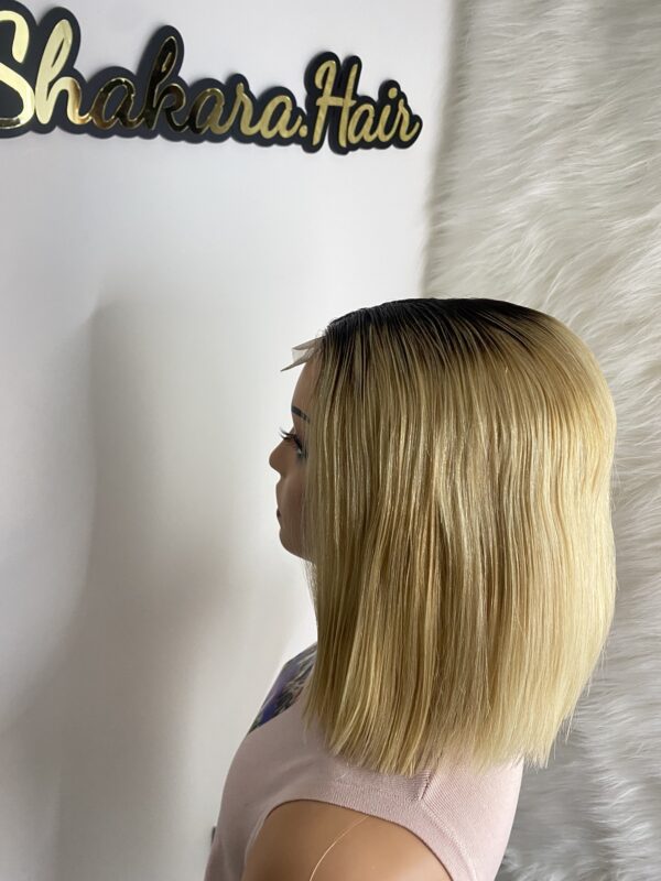 IMG_0695 Raw Human Hair Bonestraight SDD Bob Straight Wig (Blonde with dark roots)