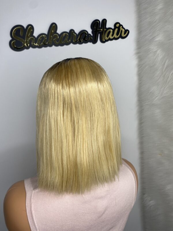 IMG_0711 Raw Human Hair Bonestraight SDD Bob Straight Wig (Blonde with dark roots)