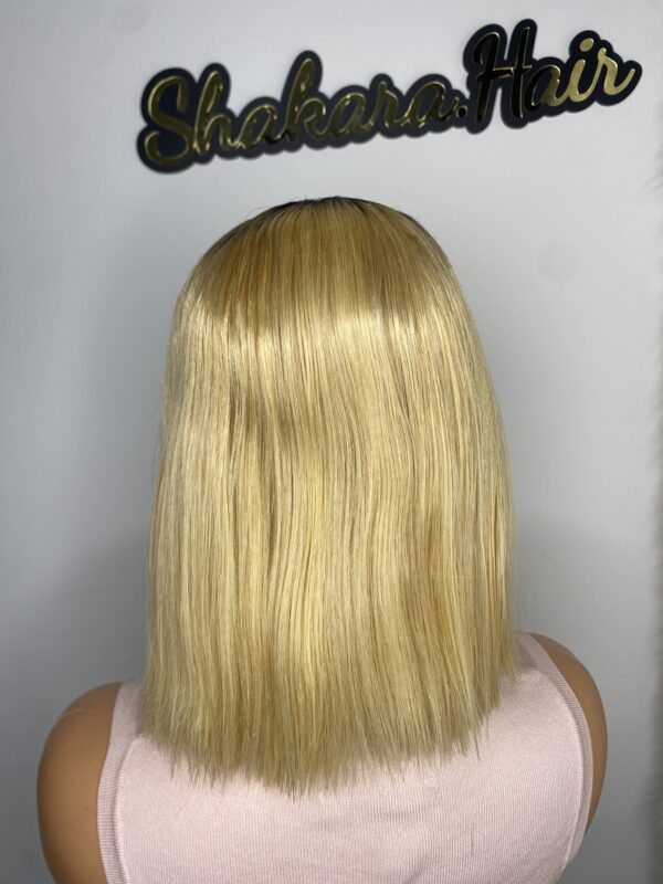 IMG_0714 Raw Human Hair Bonestraight SDD Bob Straight Wig (Blonde with dark roots)