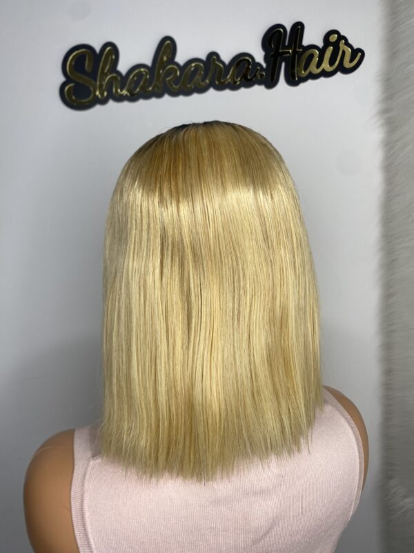 IMG_0715 Raw Human Hair Bonestraight SDD Bob Straight Wig (Blonde with dark roots)