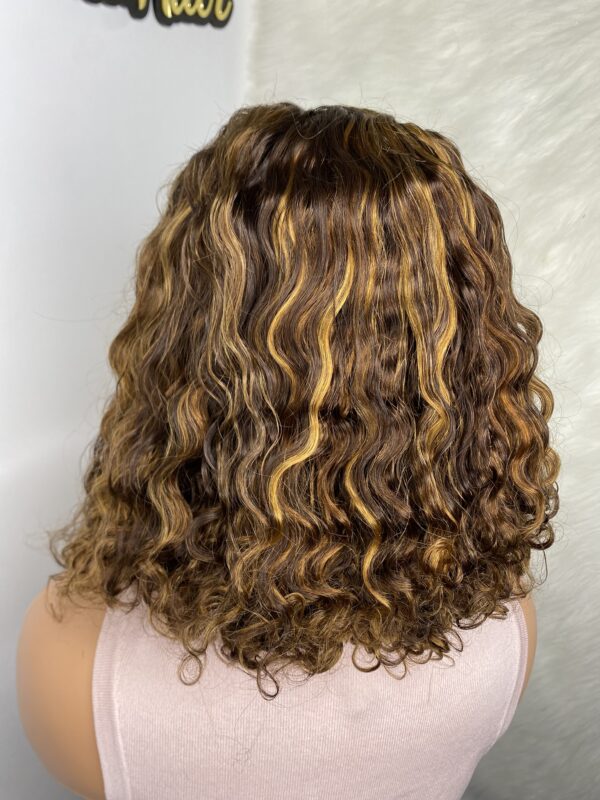 IMG_0744 SDD Virgin human Hair Pixie Curl 14 inches Wig (Highlights)