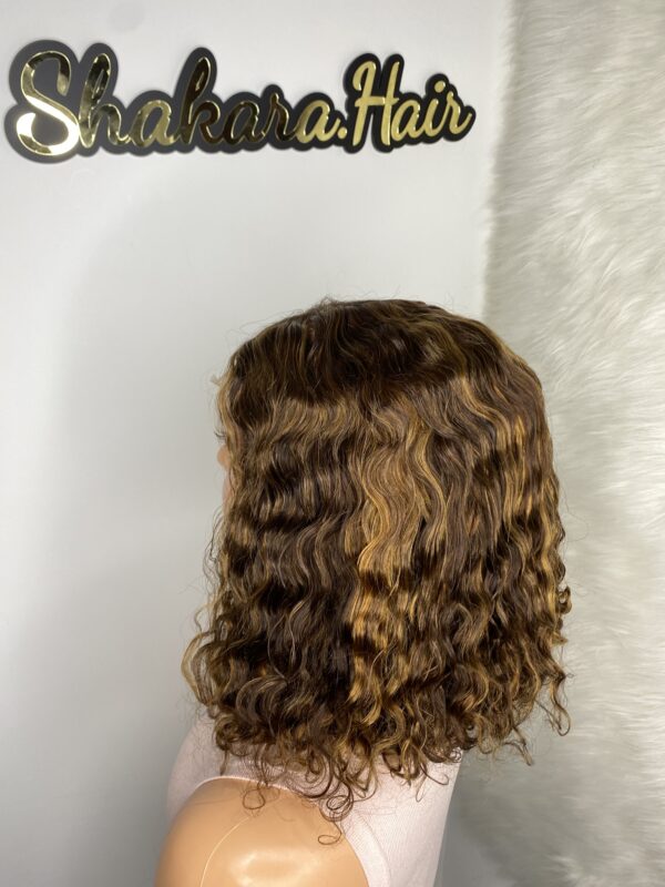 IMG_0748 SDD Virgin human Hair Pixie Curl 14 inches Wig (Highlights)