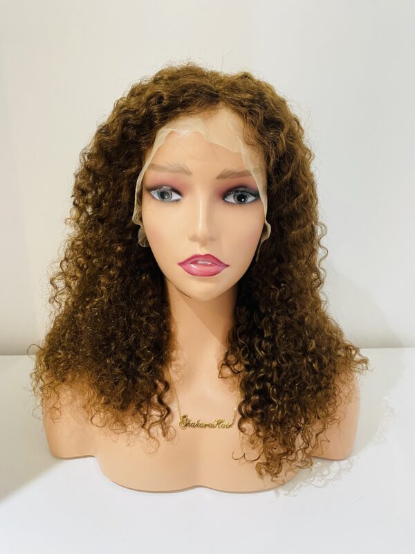 IMG_0764 Virgin human hair 16 inches water curl wig (Brown)