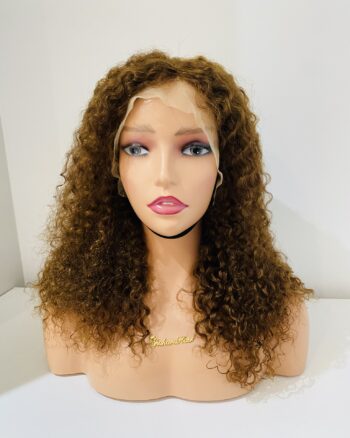 IMG_0768 Virgin human hair 16 inches water curl wig (Brown)