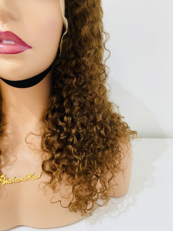IMG_0771 Virgin human hair 16 inches water curl wig (Brown)