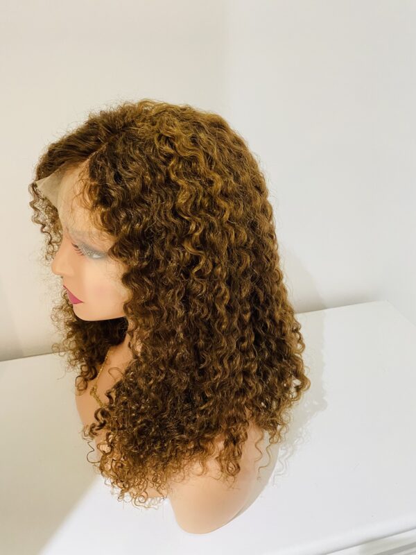 IMG_0775 Virgin human hair 16 inches water curl wig (Brown)