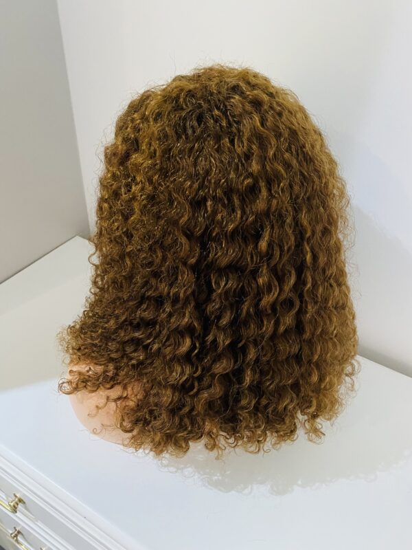 IMG_0777 Virgin human hair 16 inches water curl wig (Brown)