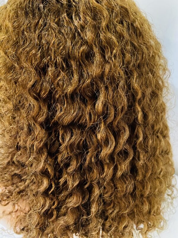 IMG_0780 Virgin human hair 16 inches water curl wig (Brown)