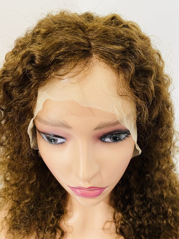 IMG_0781 Virgin human hair 16 inches water curl wig (Brown)