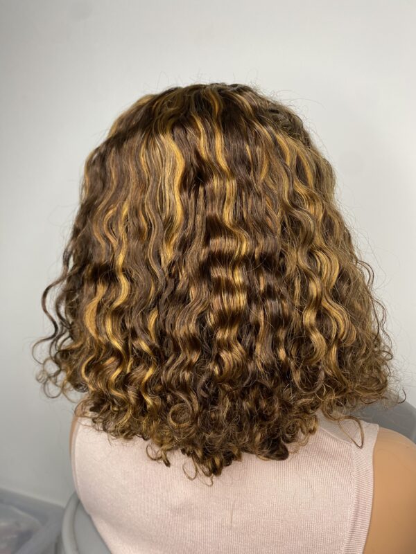 IMG_0784 SDD Virgin human Hair Pixie Curl 14 inches Wig (Highlights)
