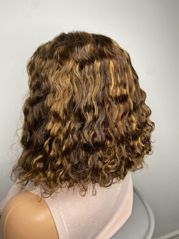 IMG_0797 SDD Virgin human Hair Pixie Curl 14 inches Wig (Highlights)