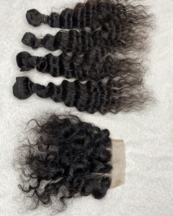 IMG_0971 Virgin human hair Deep wave Bundles & 4x4 Lace Closure