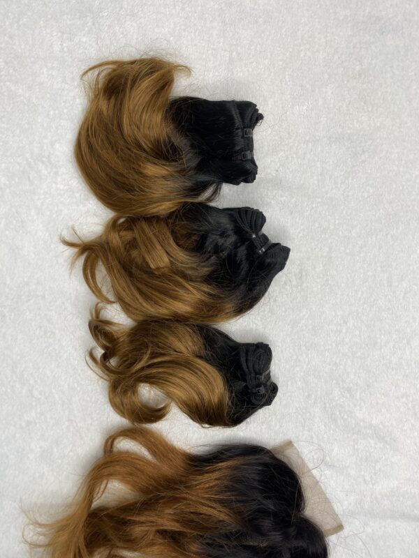 IMG_0981 Virgin human hair Bouncy Ombre DD Bundles & 4x4 Lace Closure