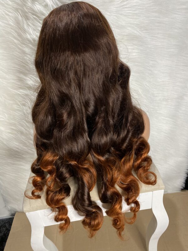 IMG_1310 Raw Vietnamese SDD Human Hair Bouncy Wig (Orange&Brown Highlights)