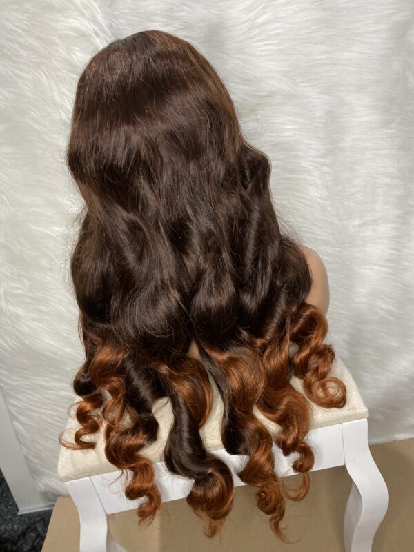IMG_1312 Raw Vietnamese SDD Human Hair Bouncy Wig (Orange&Brown Highlights)
