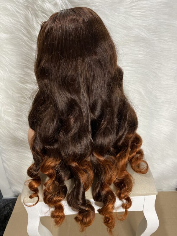 IMG_1315 Raw Vietnamese SDD Human Hair Bouncy Wig (Orange&Brown Highlights)