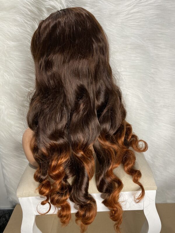 IMG_1326 Raw Vietnamese SDD Human Hair Bouncy Wig (Orange&Brown Highlights)