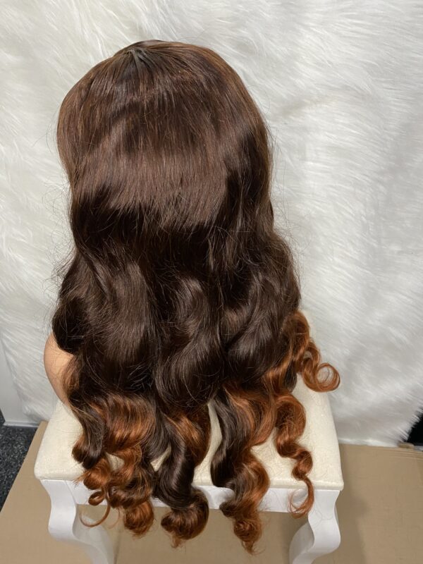 IMG_1329 Raw Vietnamese SDD Human Hair Bouncy Wig (Orange&Brown Highlights)