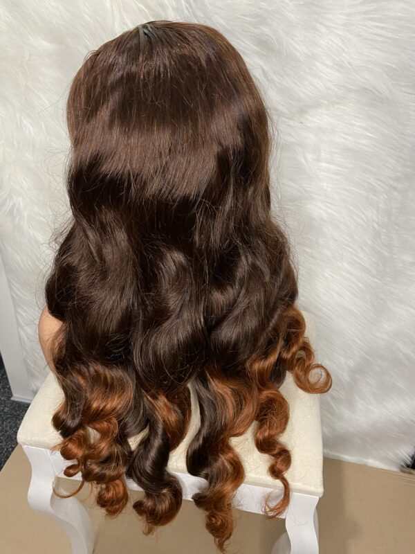 IMG_1331 Raw Vietnamese SDD Human Hair Bouncy Wig (Orange&Brown Highlights)
