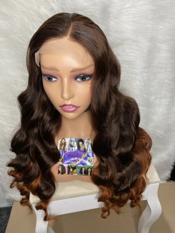 IMG_1349 Raw Vietnamese SDD Human Hair Bouncy Wig (Orange&Brown Highlights)
