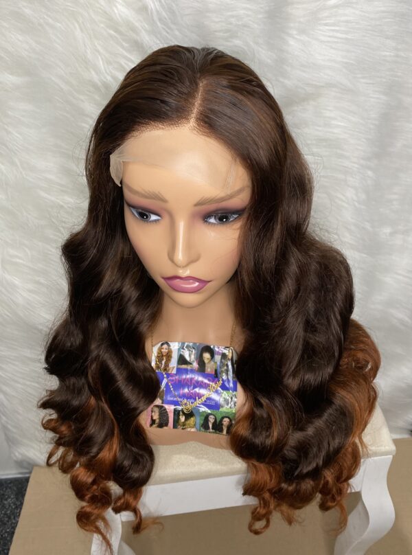 IMG_1354 Raw Vietnamese SDD Human Hair Bouncy Wig (Orange&Brown Highlights)