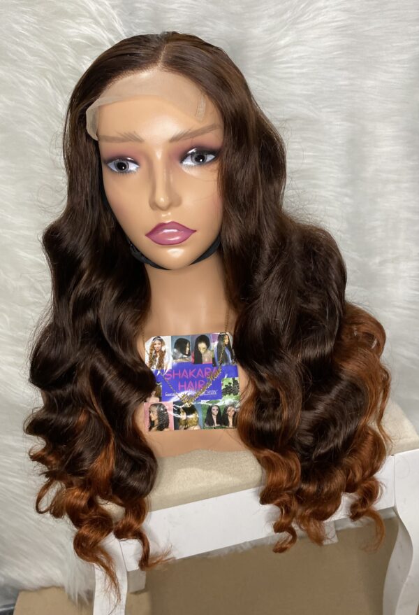IMG_1357 Raw Vietnamese SDD Human Hair Bouncy Wig (Orange&Brown Highlights)