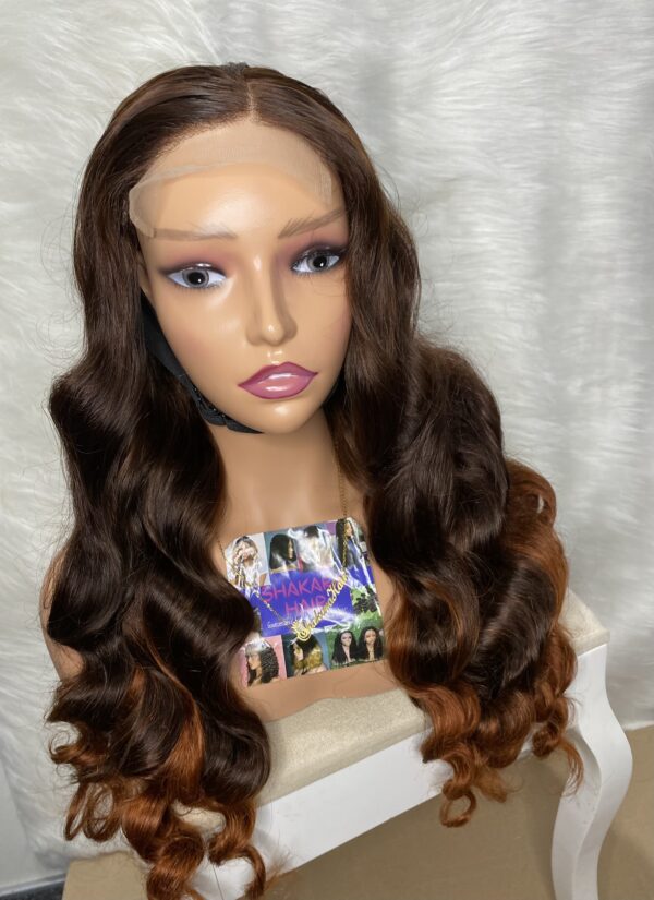 IMG_1360 Raw Vietnamese SDD Human Hair Bouncy Wig (Orange&Brown Highlights)
