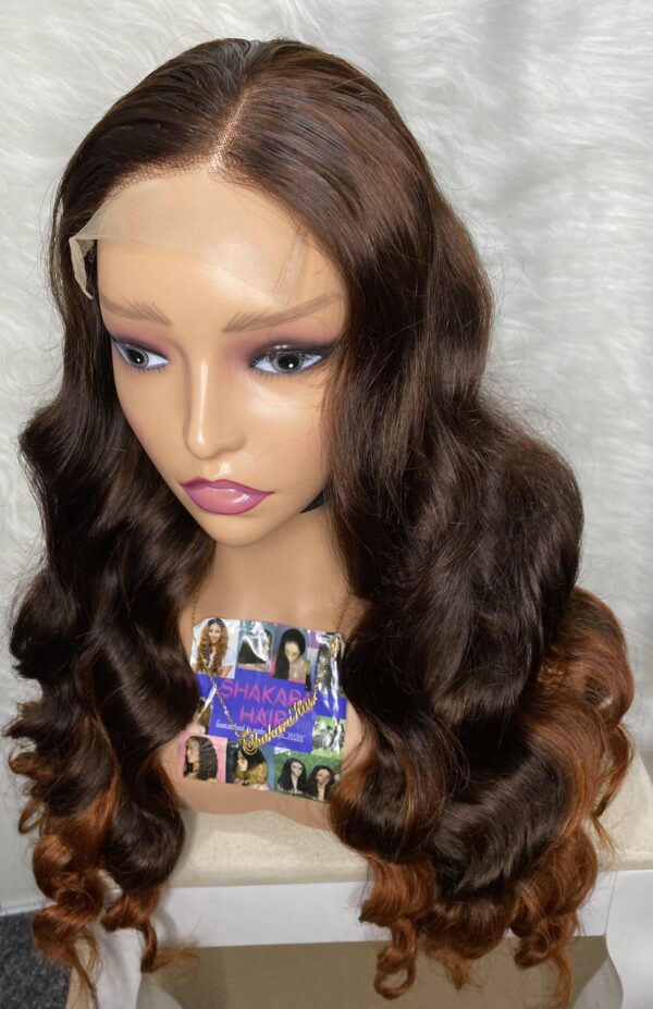 IMG_1362 Raw Vietnamese SDD Human Hair Bouncy Wig (Orange&Brown Highlights)