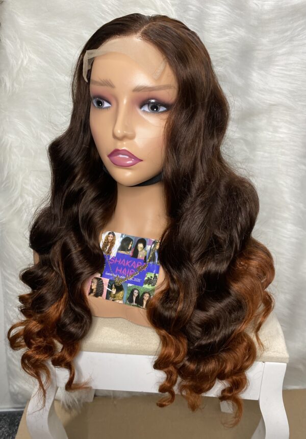 IMG_1377 Raw Vietnamese SDD Human Hair Bouncy Wig (Orange&Brown Highlights)