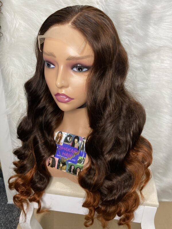 IMG_1379 Raw Vietnamese SDD Human Hair Bouncy Wig (Orange&Brown Highlights)