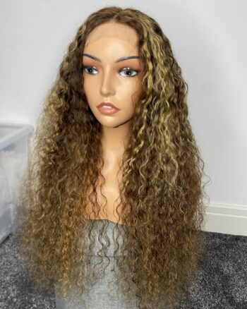 IMG_2081 Virgin human Hair Water Curly Highlights Wig