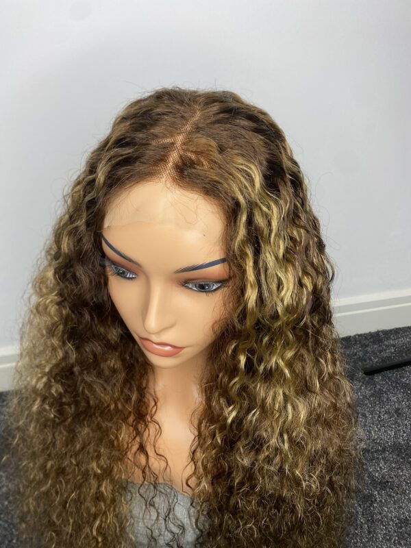 IMG_2098 Virgin human Hair Water Curly Highlights Wig