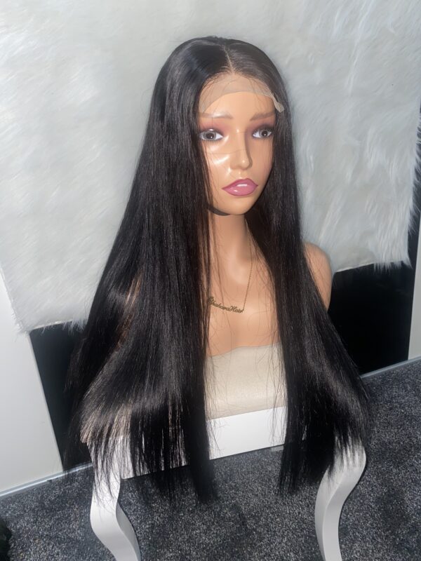 IMG_3417 SDD Bone Straight Raw Human Hair Wig (Black - 24inches)