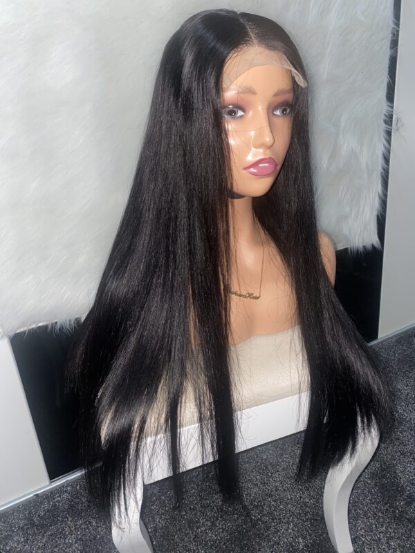 IMG_3418 SDD Bone Straight Raw Human Hair Wig (Black - 24inches)