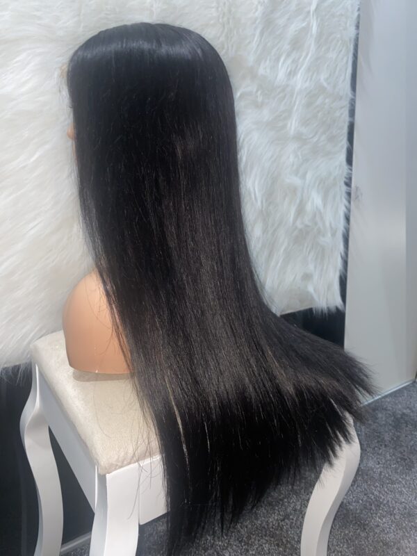 IMG_3447 SDD Bone Straight Raw Human Hair Wig (Black - 24inches)