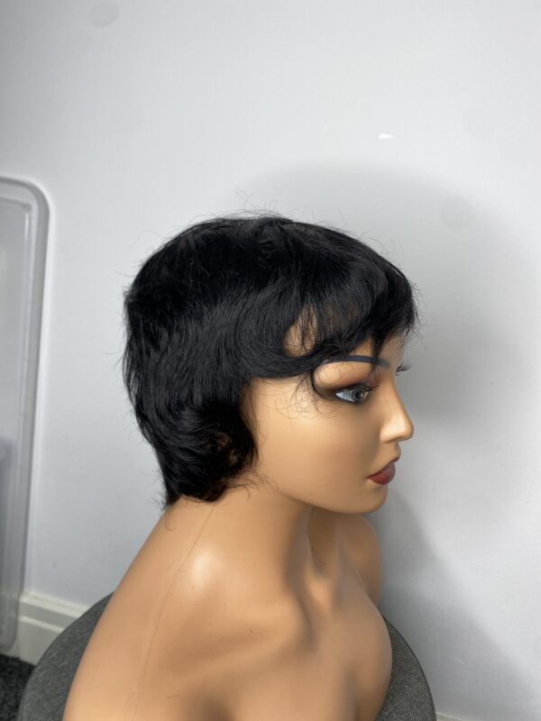 IMG_3572 Human Hair Wig.Rihanna style Pixie cut(black, wine, highlights)
