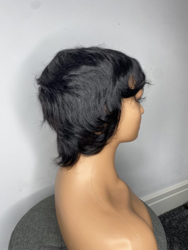 IMG_3574 Human Hair Wig.Rihanna style Pixie cut(black, wine, highlights)