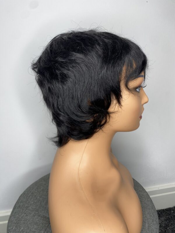 IMG_3577 Human Hair Wig.Rihanna style Pixie cut(black, wine, highlights)