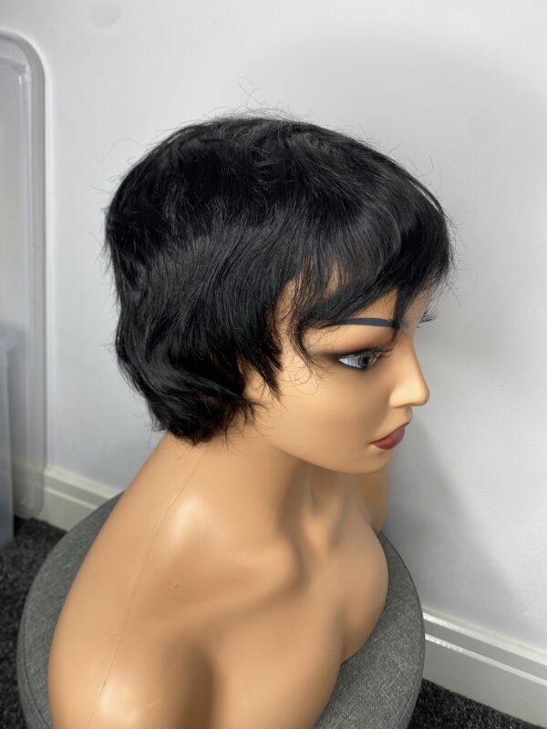 IMG_3579 Human Hair Wig.Rihanna style Pixie cut(black, wine, highlights)