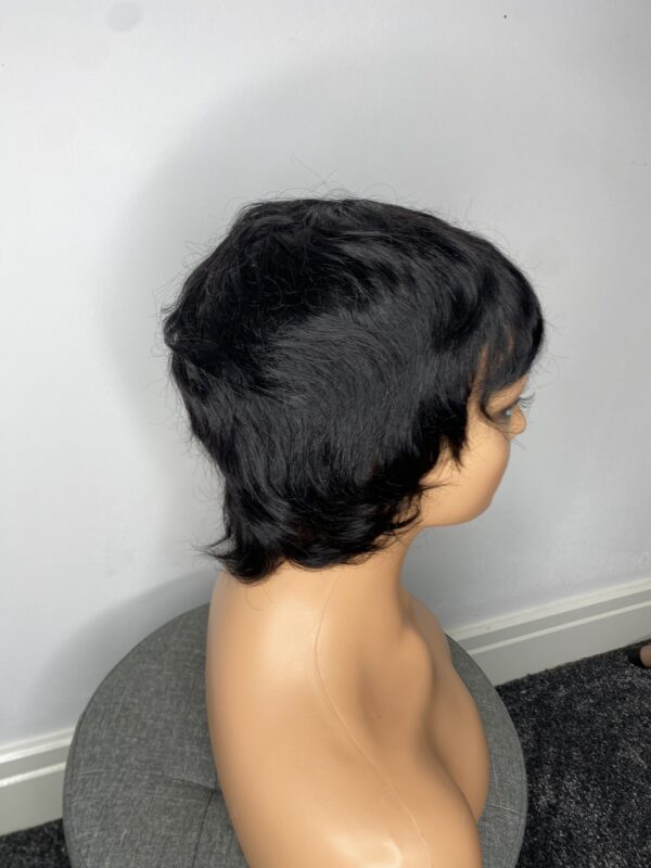 IMG_3582 Human Hair Wig.Rihanna style Pixie cut(black, wine, highlights)