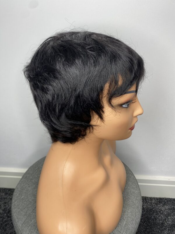 IMG_3586 Human Hair Wig.Rihanna style Pixie cut(black, wine, highlights)