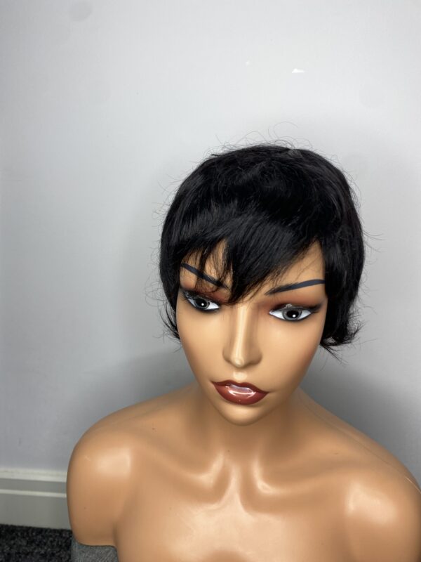 IMG_3589 Human Hair Wig.Rihanna style Pixie cut(black, wine, highlights)