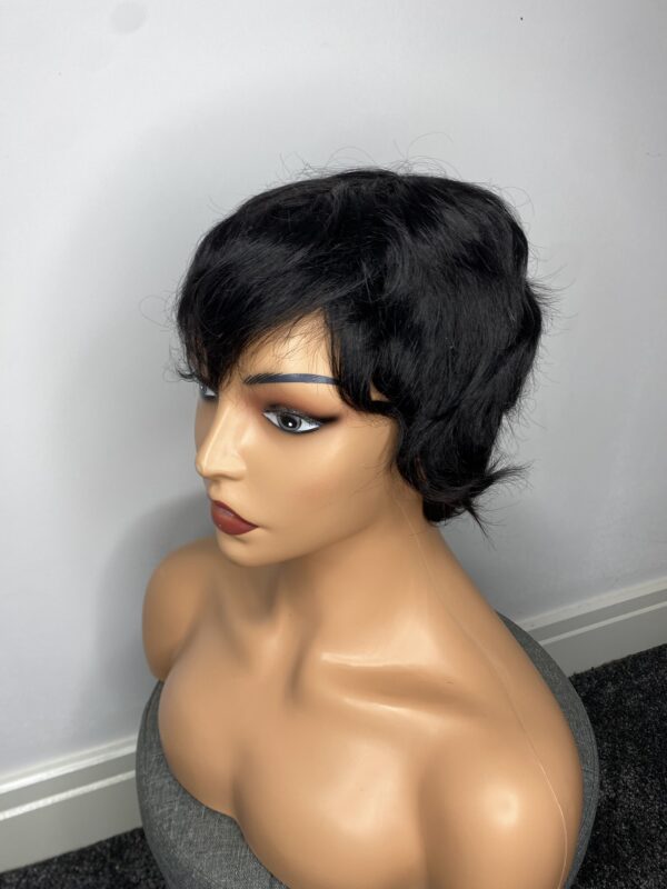 IMG_3591 Human Hair Wig.Rihanna style Pixie cut(black, wine, highlights)