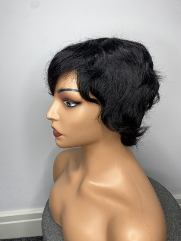 IMG_3595 Human Hair Wig.Rihanna style Pixie cut(black, wine, highlights)