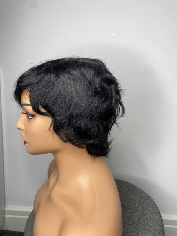 IMG_3599 Human Hair Wig.Rihanna style Pixie cut(black, wine, highlights)