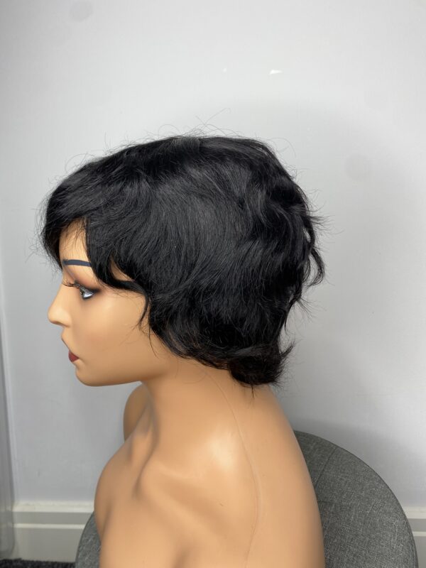 IMG_3600 Human Hair Wig.Rihanna style Pixie cut(black, wine, highlights)
