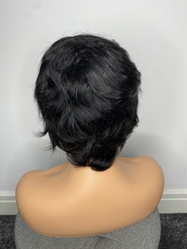 IMG_3601 Human Hair Wig.Rihanna style Pixie cut(black, wine, highlights)