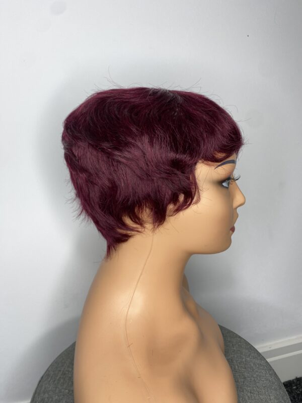 IMG_3612 Human Hair Wig.Rihanna style Pixie cut(black, wine, highlights)
