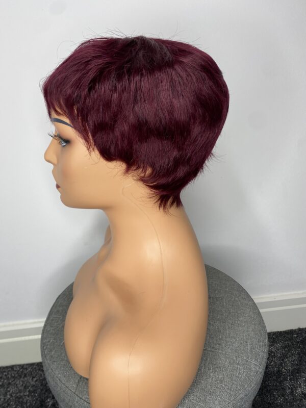 IMG_3621 Human Hair Wig.Rihanna style Pixie cut(black, wine, highlights)